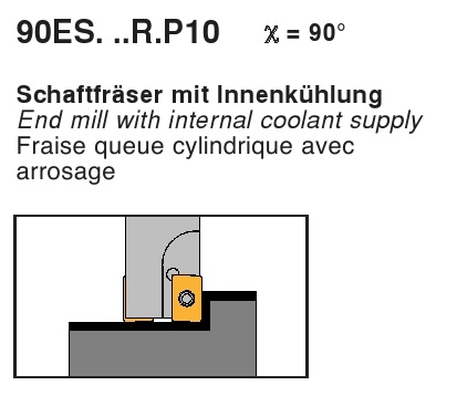 Dao phay End mill lắp Insert -90ES-RP10