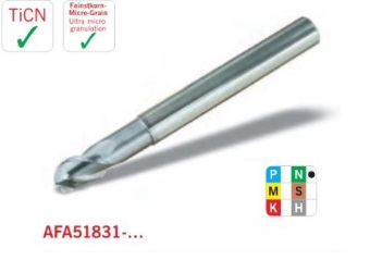 Dao phay cầu, đướng kính cắt D2.0 đến D20.0 lớp phủ TiCN Cắt cho vật liệu nhôm và no-ferrous