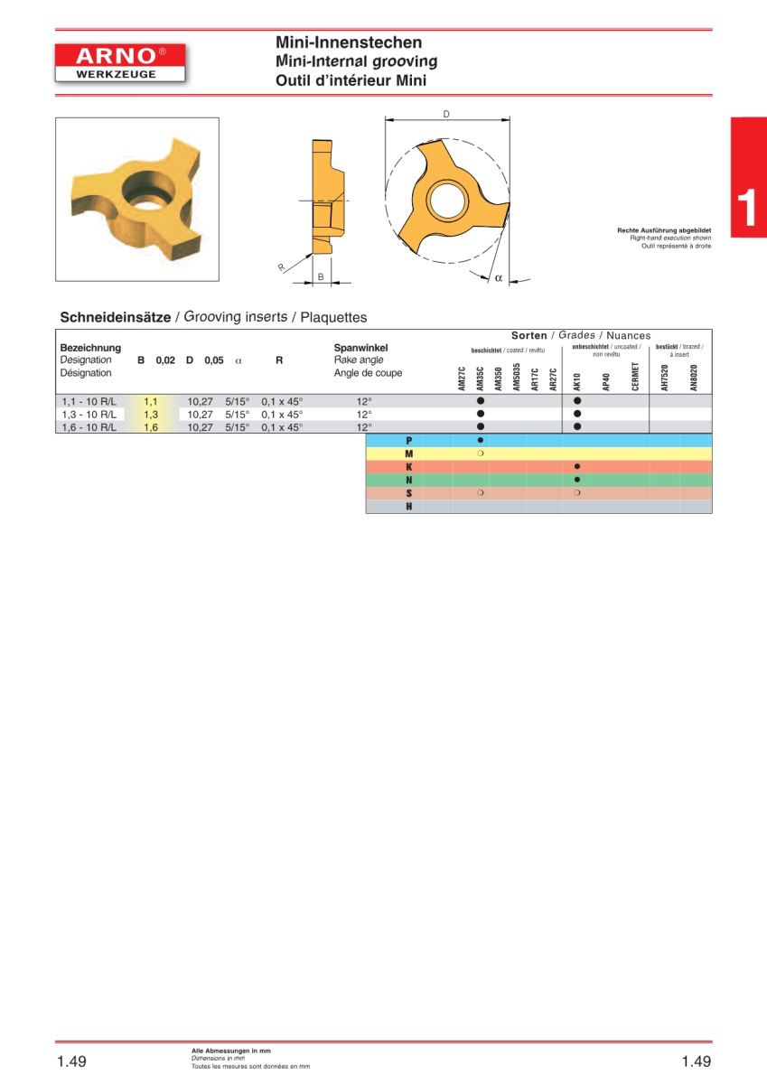 Insert, chíp, mãnh cắt loại 3 cạnh cắt đầu vuông hoặc có cung, bán kính R