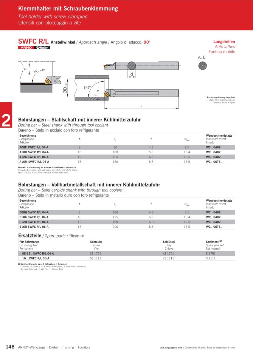  Cán dao tiện trong - SWFC R/L - Góc sau 90 độ