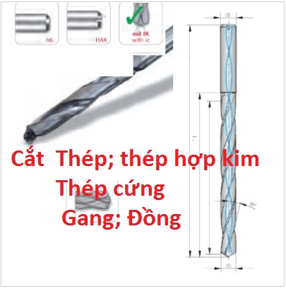 Mũi khoan chuyên khoan Thép, thép hợp kim, cứng, gang, đồng